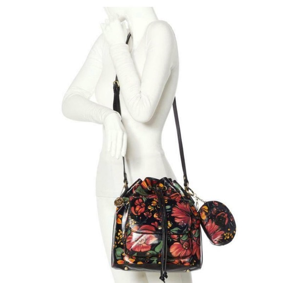 PATRICIA NASH 🌸 LEOPARD PRINT  Sabina Leather Drawstring Bag with Pouch - Picture 3 of 4